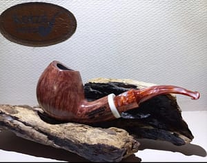 Danish Egg Italian Briar Quarter Bent 520 SS-1 with White Accent Ring (No Filter)