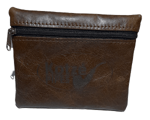 Genuine Leather Tobacco Bag with Zipper and Liner Inside