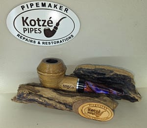 Billiard Reverse Calabash 731 Australian Blackwood with Leadwood Bowl and Tobacco Chamber (Bead Blasted)