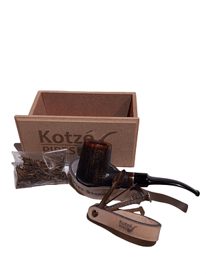 Italian Briar Rusticated/Smooth Bent Billiard