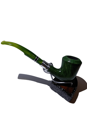 Italian Briar Smooth Bent Billiard Green (Tapered Top)